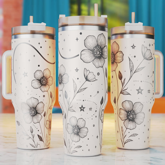 Wildflower 40oz Tumbler Laser Svg, Wildflower 40oz Tumbler Laser Engraving Tumbler Svg, 40 oz Tumbler Wrap, Xtool Laser Designs, Glowforge Designs