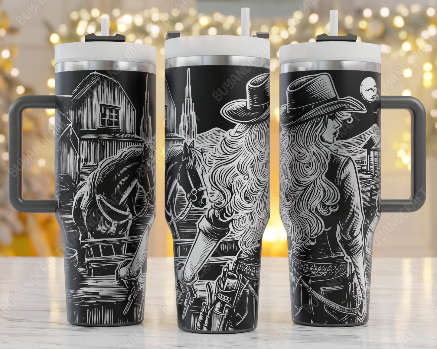 40oz Tumbler Wrap, Western Cowgirl Laser Engraving, Cowboy Girl Svg, 40oz Tumbler Laser Svg, Tumbler Wrap Designs