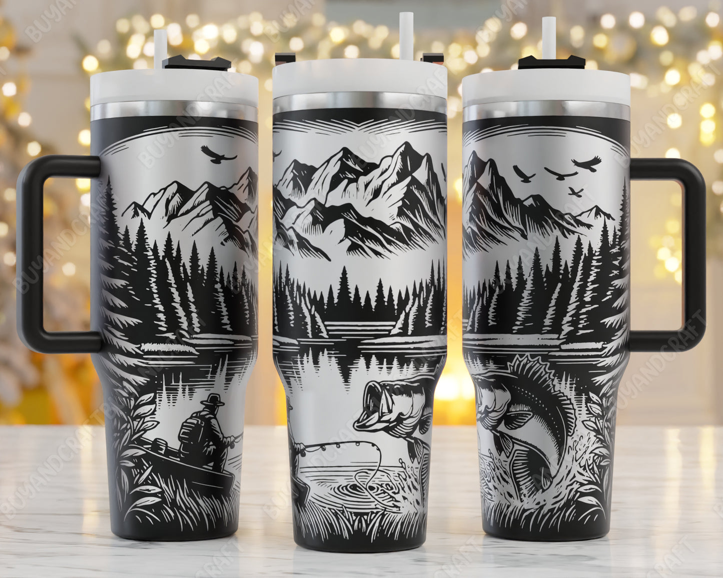 40oz Tumbler Wrap, Fishing Svg Laser Engraving, Fish Hunting Svg, Fisherman Dad 40oz Tumbler Laser Svg, Tumbler Wrap Designs