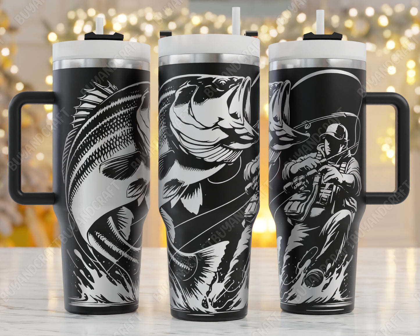40oz Tumbler Wrap, Bass Fishing Svg Laser Engraved, Hunting Dad Svg, Bass Fishing 40oz Tumbler Laser Svg, Tumbler Wrap Designs