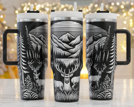 40oz Tumbler Wrap, Deer Hunting Svg Laser Engraved, Hunting Svg, 40oz Tumbler Laser Svg, Tumbler Wrap Designs, Hunting Dad Svg