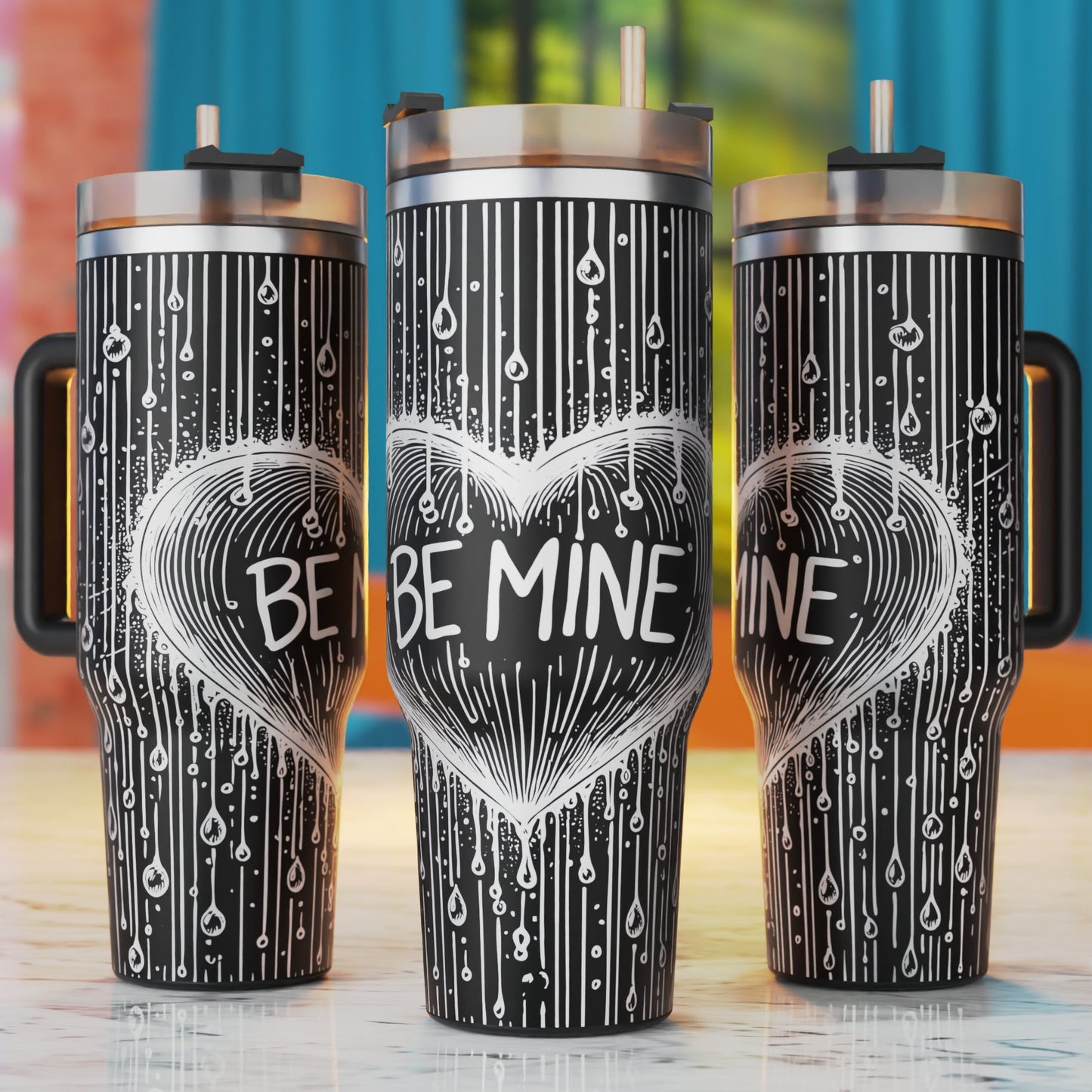 Be Mine Valentine 40oz tumbler laser engraving design
