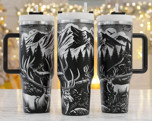 40oz Tumbler Wrap, Buck Hunting Svg Laser Engraved, Hunting Svg, 40oz Tumbler Laser Svg, Tumbler Wrap Designs, Hunting Dad Svg
