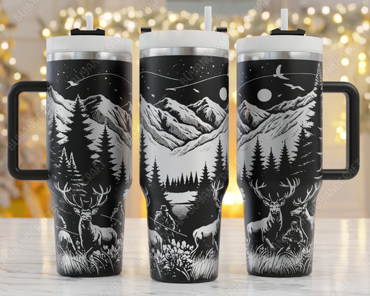 Deer Hunting 40oz Tumbler Wrap, Buck Hunting Svg Laser Engraved, Hunting Svg, 40oz Tumbler Laser Svg, Tumbler Wrap Designs, Hunting Dad Svg