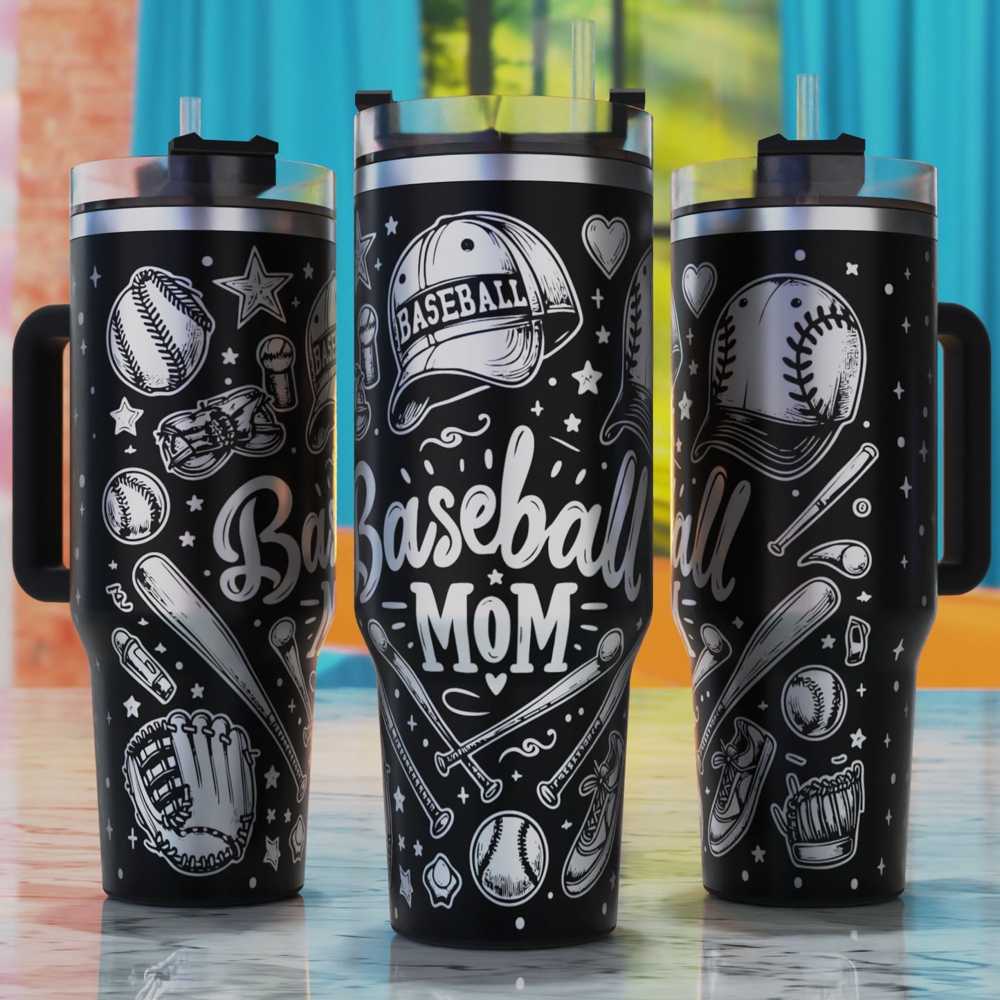 Baseball Mom SVG – digital engraving design file for 40oz tumblers, perfect for sporty, family, and baseball-themed designs.