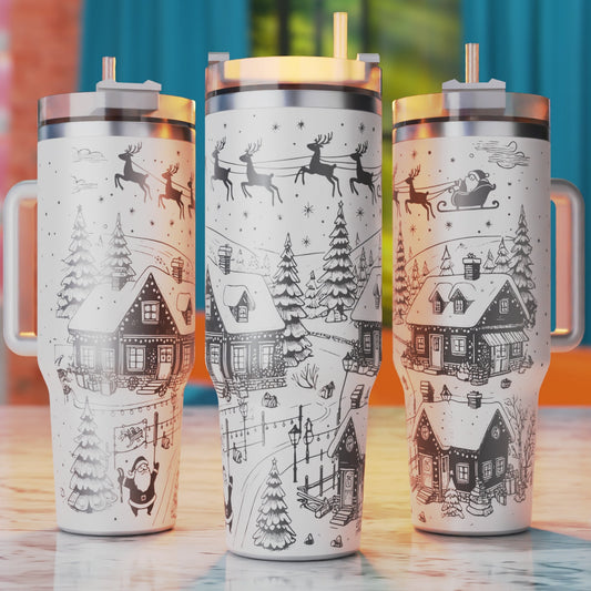 Christmas Season Svg Laser Svg, Santa 40oz Laser Engrave Tumbler Svg, Laser Engraving Svg, 40oz Tumbler Svg