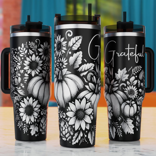 Pumpkin Fall Season 40oz Tumbler Wrap, Fall Svg Laser Engraving, 40oz Tumbler Laser Svg, 40oz Tumbler Wrap Designs