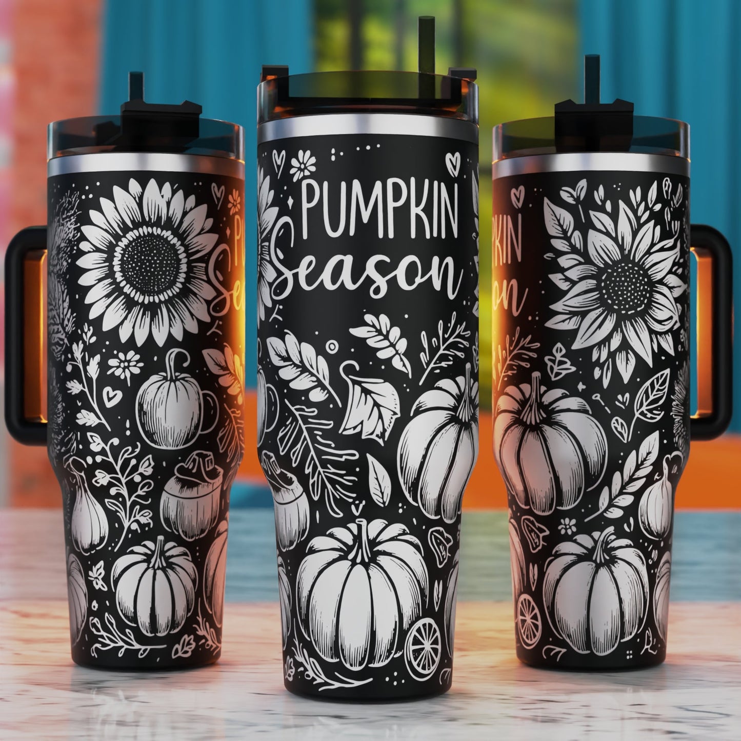 Pumpkin Season 40oz Tumbler Wrap, Pumpkin Svg Laser Engraving, 40oz Tumbler Laser Svg, 40oz Tumbler Wrap Designs