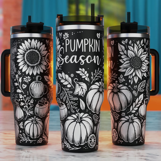 Pumpkin Season 40oz Tumbler Wrap, Pumpkin Svg Laser Engraving, 40oz Tumbler Laser Svg, 40oz Tumbler Wrap Designs