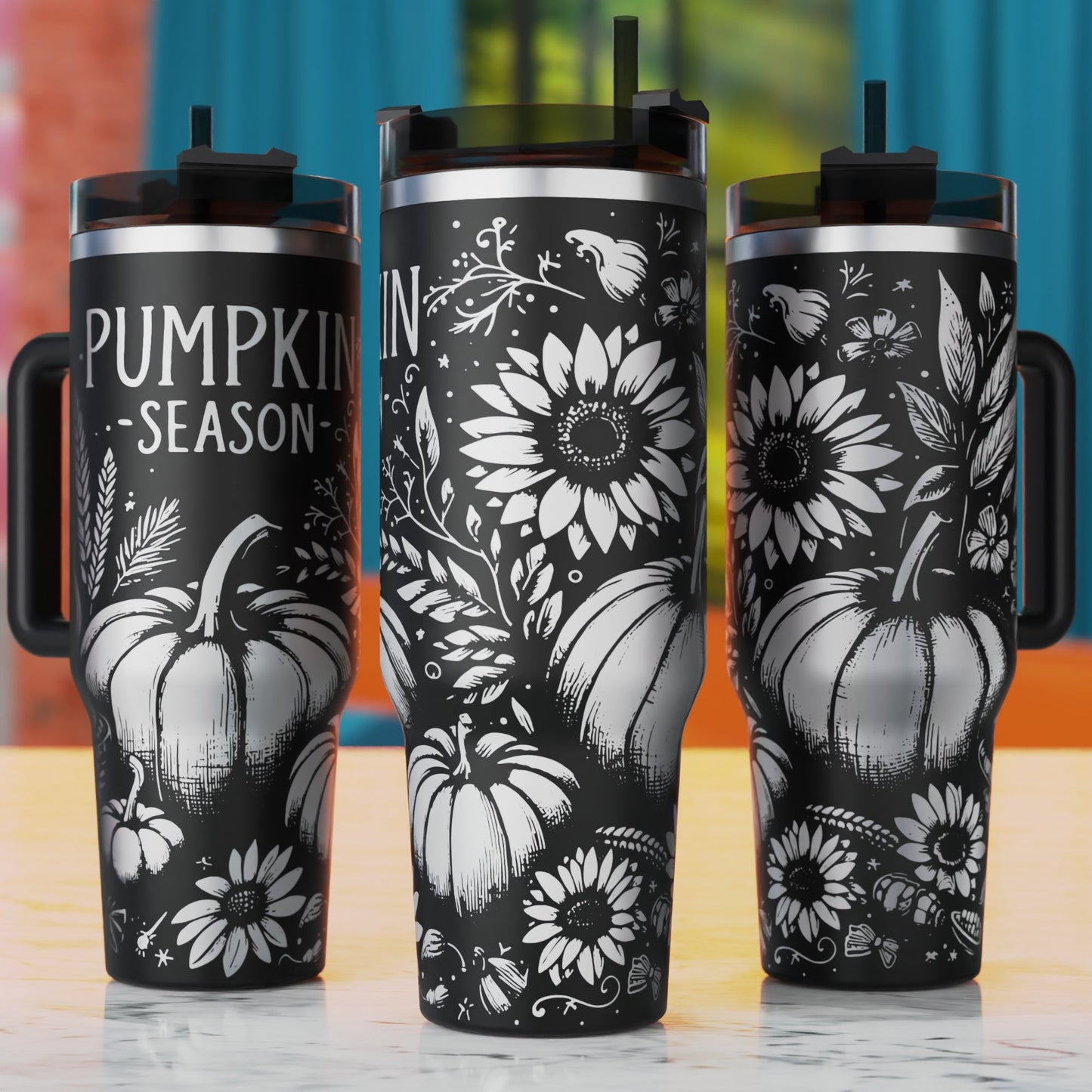Pumpkin Season Laser Svg, Pumpkin Fall Svg Laser Engraving Svg, 40oz Tumbler Laser Svg, 40oz Tumbler Wrap Designs