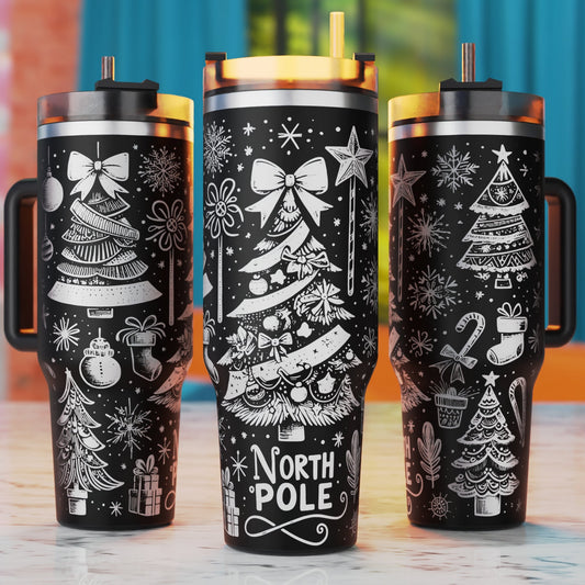 Northpole 40oz Tumbler Svg, Santa Svg Laser Engraving Svg, 40oz Tumbler Laser Svg, 40oz Tumbler Wrap Designs