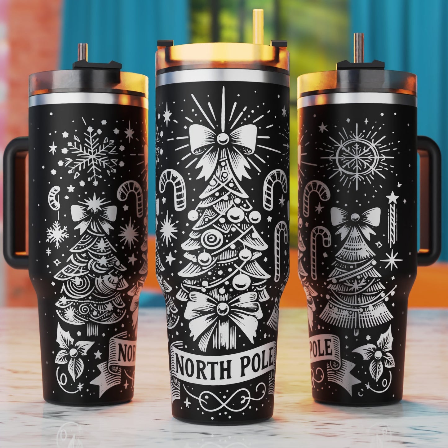 Northpole Laser Svg, Santa Laser Engraving Svg, 40oz Tumbler Laser Svg, 40oz Tumbler Wrap Designs