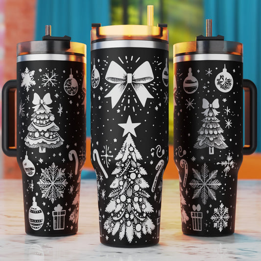 Christmas Laser Svg, Santa 40oz Laser Engrave Tumbler Svg, Laser Engraving Svg, 40oz Tumbler Svg