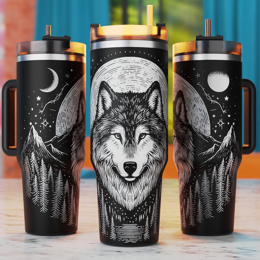 Wolf Tumbler Laser Svg , Wolf Laser Engraving Svg,40oz Tumbler Laser Design, 40oz Tumbler Wrap