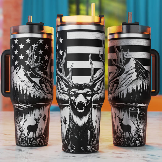 Deer Hunting Tumbler Wrap, Deer Hunting Laser Engraving Svg, 40oz Tumbler Laser Svg, 40oz Tumbler Wrap Designs, 40oz Tumbler Glowforge Designs, Xtool Laser Wrap