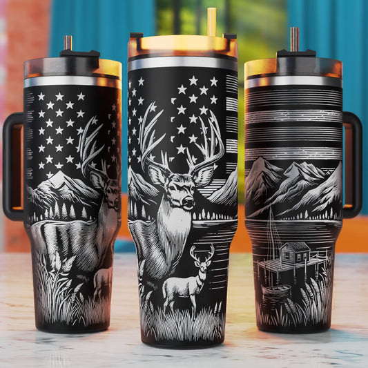Deer Hunting Tumbler Wrap, Deer Hunting Laser Engraving Svg, 40oz Tumbler Laser Svg, 40oz Tumbler Wrap Designs, 40oz Tumbler Glowforge Designs