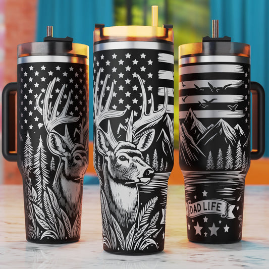 Deer Hunting Season 40oz Tumbler Wrap, Pumpkin Svg Laser Engraving, 40oz Tumbler Laser Svg, 40oz Tumbler Wrap Designs, Xtool Designs
