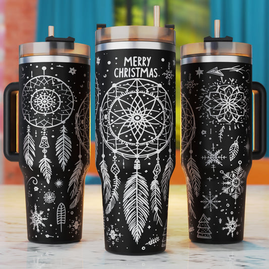Merry Christmas Laser Tumbler Svg, Boho Christmas 40oz Laser Engrave Tumbler Svg, Laser Engraving Svg, 40oz Tumbler Svg, Xtool Christmas Svg
