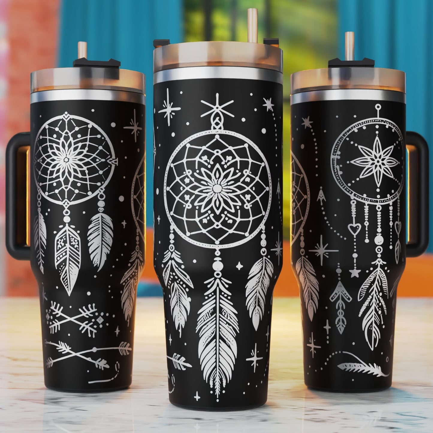 Dreamcatchers Laser Svg, Boho Dreamcatcher 40oz Tumbler Laser Engraving Tumbler Svg, 40 oz Tumbler Wrap, Xtool Laser Designs, Glowforge Designs