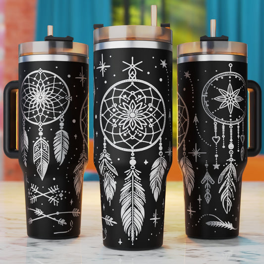Dreamcatchers Laser Svg, Boho Dreamcatcher 40oz Tumbler Laser Engraving Tumbler Svg, 40 oz Tumbler Wrap, Xtool Laser Designs, Glowforge Designs