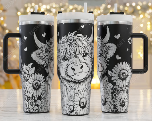 Cute Highland Cow Tumbler Wrap Svg