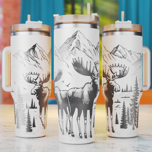 Moose 40oz Tumbler Laser Engraving Svg Files, Hunting Tumbler Laser Designs
