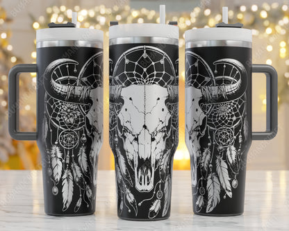 40oz Tumbler Wrap, Western Laser Engraving, Cow Bull Skull Svg, 40oz Tumbler Laser Svg, Tumbler Wrap Designs