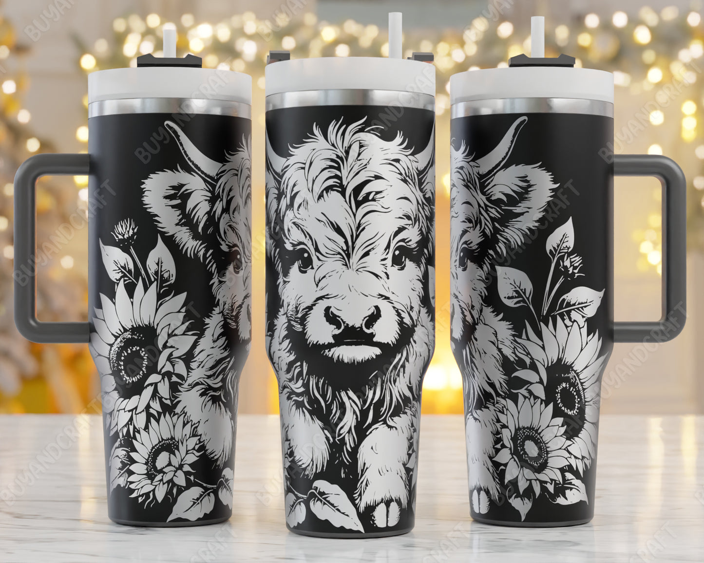 40oz Tumbler Wrap, Baby Highland Cow Laser Engraving, Cow Mama Svg, 40oz Tumbler Laser Svg, Tumbler Wrap Designs