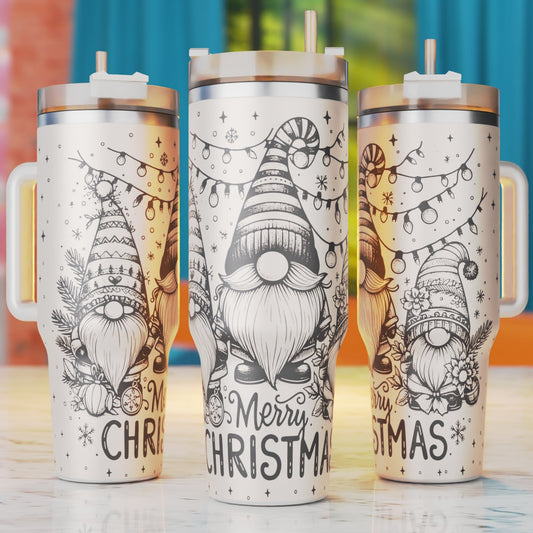 Christmas Gnome 40oz tumbler laser engraving digital design – holiday gift