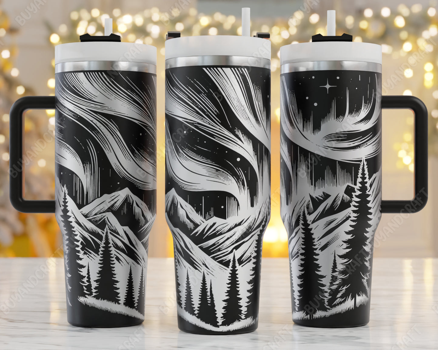 40oz Tumbler Wrap, Northern Lights Svg, Laser Engraving, Mountain Theme Svg, Adventure 40oz Tumbler Laser Svg, Tumbler Wrap Designs