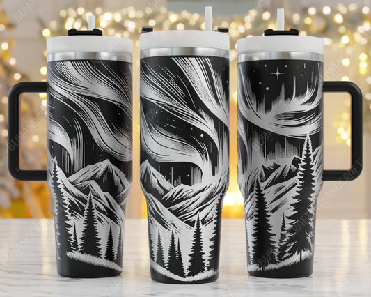 40oz Tumbler Wrap, Northern Lights Svg, Laser Engraving, Mountain Theme Svg, Adventure 40oz Tumbler Laser Svg, Tumbler Wrap Designs