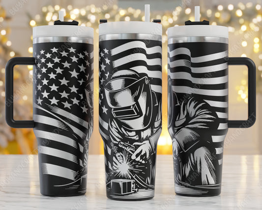 40oz Tumbler Wrap, Welder Svg Laser Engraving, Welder Dad Svg, Welding 40oz Tumbler Laser Svg, Tumbler Wrap Designs