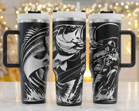 40oz Tumbler Wrap, Bass Fishing Svg Laser Engraved, Hunting Dad Svg, Bass Fishing 40oz Tumbler Laser Svg, Tumbler Wrap Designs
