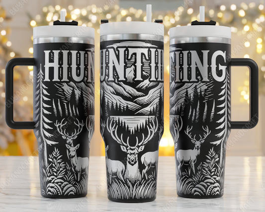 Hunting 40oz Tumbler Wrap, Buck Hunting Svg Laser Engraved, Hunting Svg, 40oz Tumbler Laser Svg, Tumbler Wrap Designs, Hunting Dad Svg