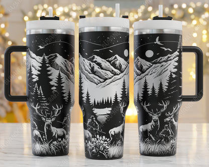 Deer Hunting 40oz Tumbler Wrap, Buck Hunting Svg Laser Engraved, Hunting Svg, 40oz Tumbler Laser Svg, Tumbler Wrap Designs, Hunting Dad Svg