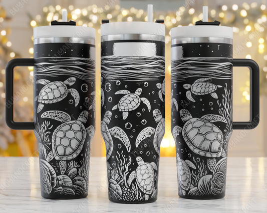 custom engraved yeti tumbler files ocean with turtles