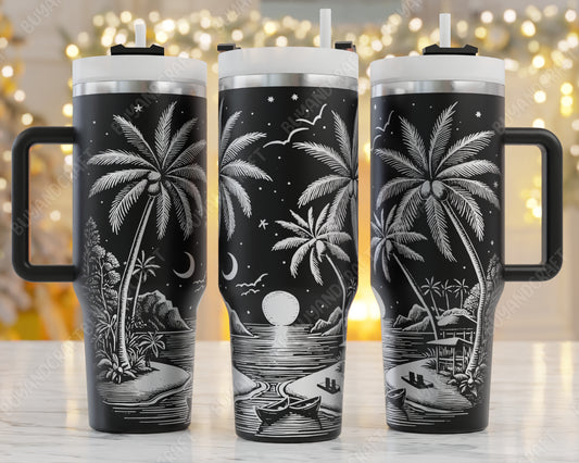 beach 40oz tumbler svg files for laser engraving