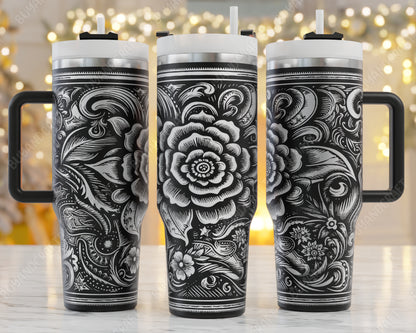 tooled leather svg files for laser engraving 40oz tumbler