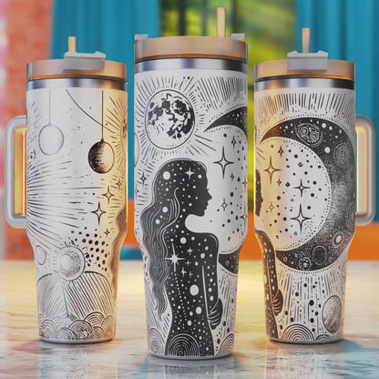 Celestial Woman and Celestial Element 40oz tumbler laser engraving design
