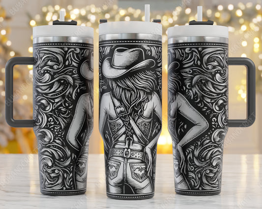 Cowgirl Tumbler Wrap, Western Tumbler Svg, Laser Svg For Tumbler