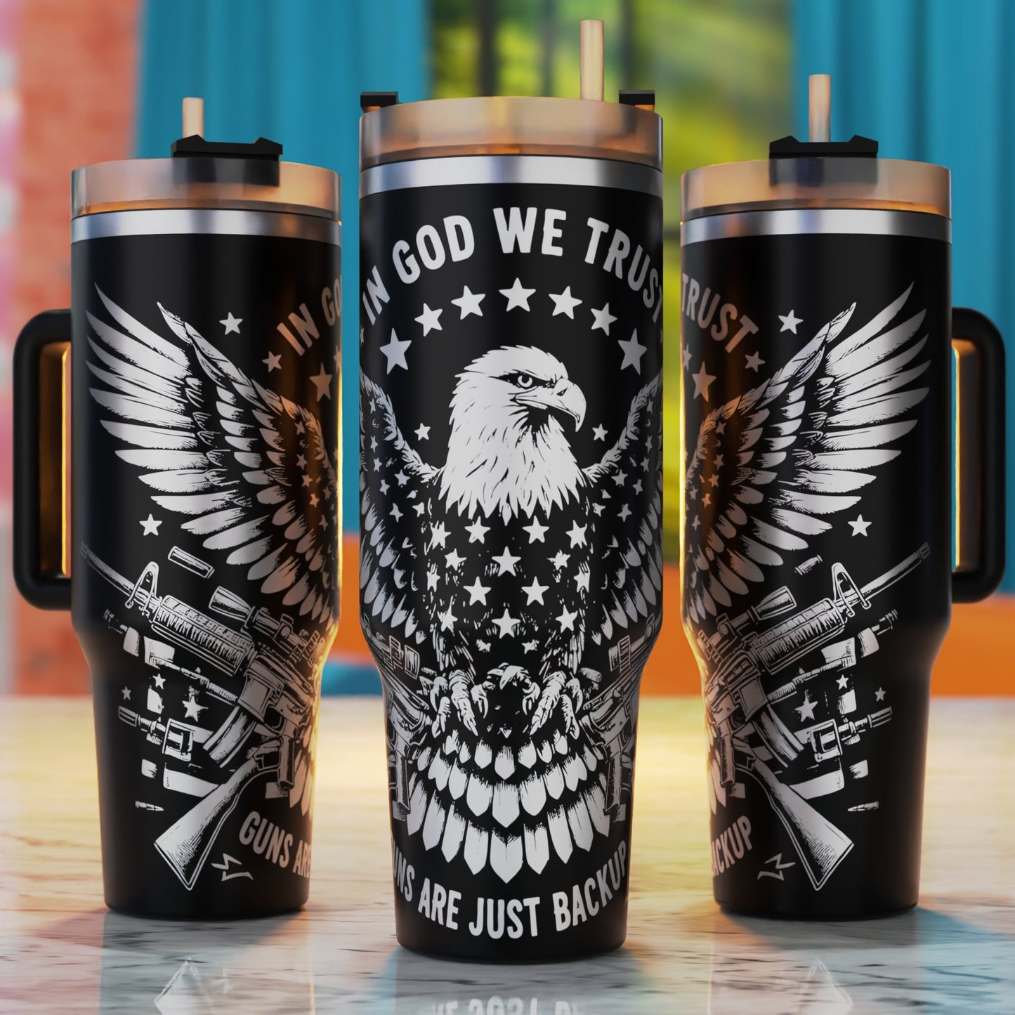 Patriotic eagle American flag stars freedom 40oz tumbler engraving SVG design