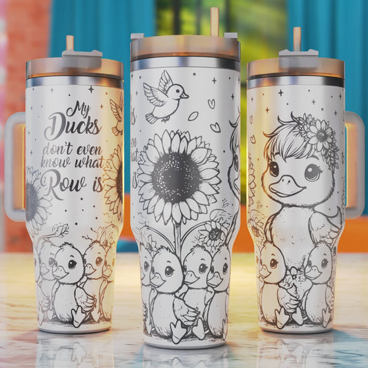 Funny duck sunflower cute animal 40oz tumbler engraving SVG design