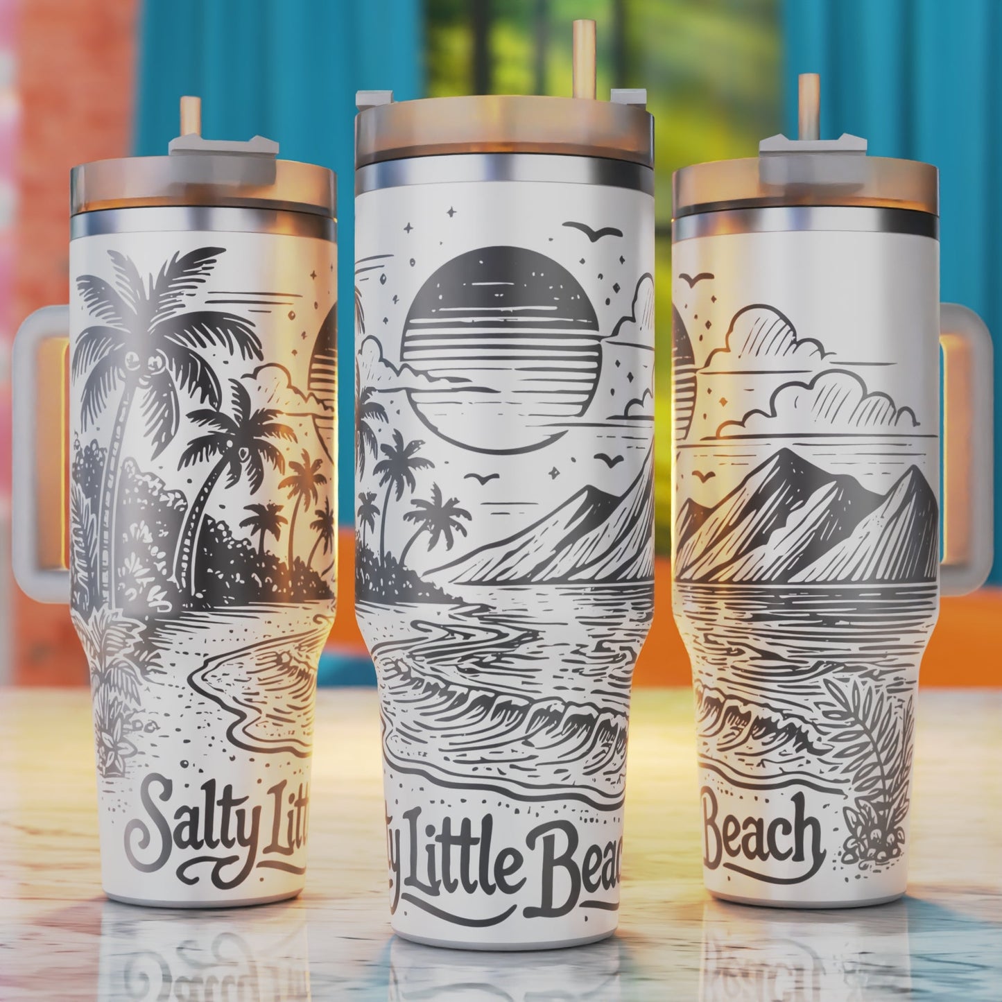 Salty Little Beach 40oz tumbler engraving SVG design.