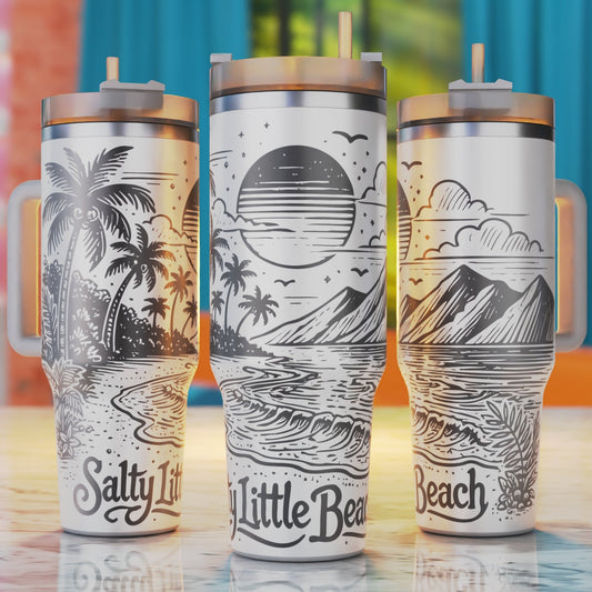 Salty Little Beach 40oz tumbler engraving SVG design.