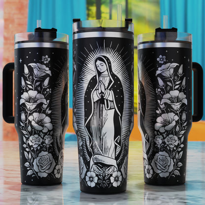 Virgen de Guadalupe 40oz tumbler engraving SVG design.