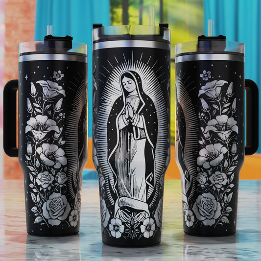 Virgen de Guadalupe 40oz tumbler engraving SVG design.