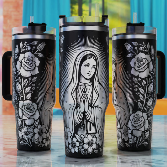 Virgin Mary 40oz tumbler engraving SVG design.