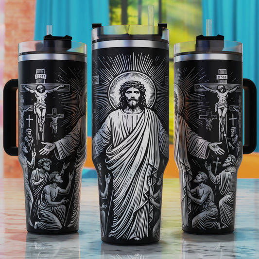 Jesus 40oz tumbler engraving SVG design.