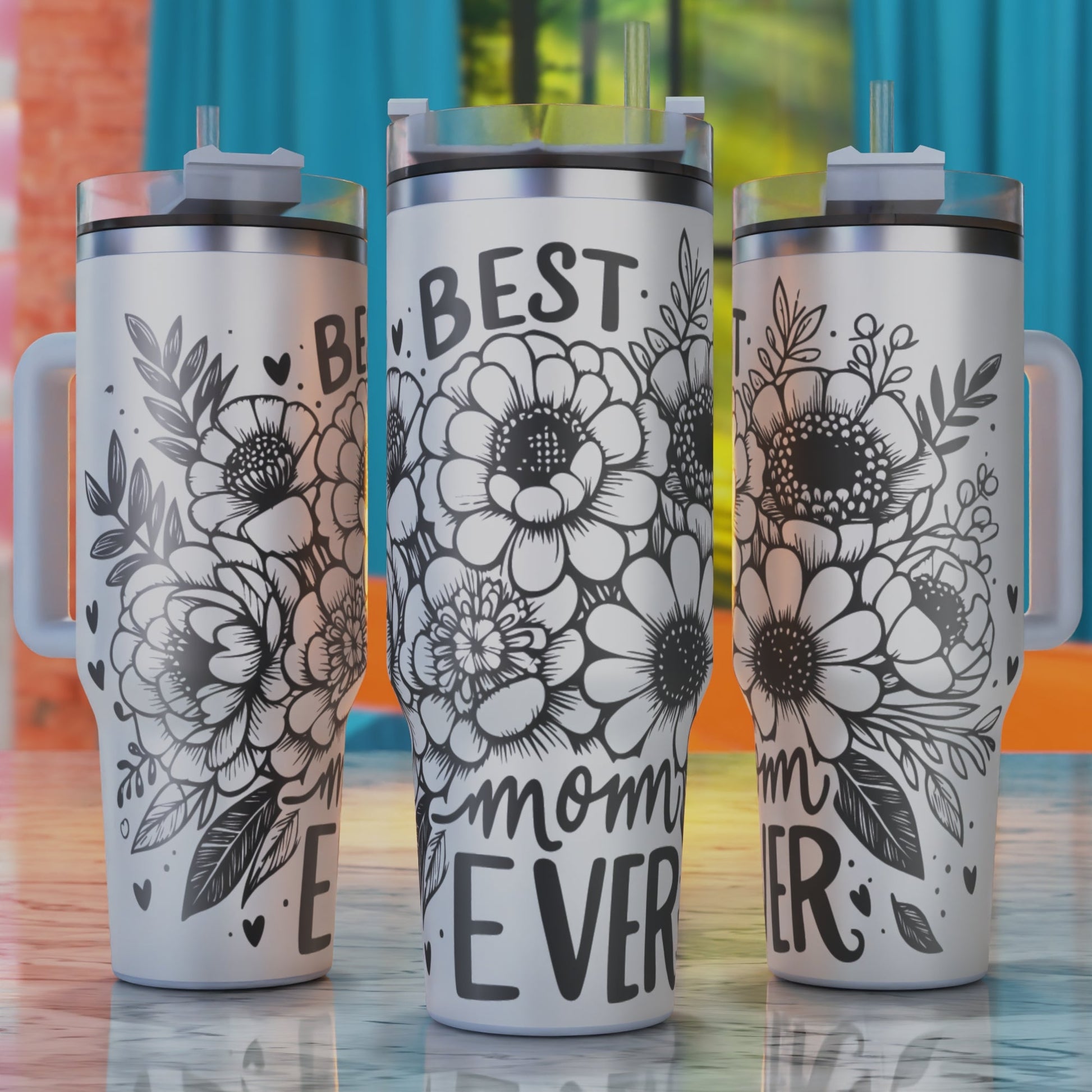 Best Mom Ever SVG – 40oz tumbler engraving SVG design, perfect for mothers and Mother's Day gifts.