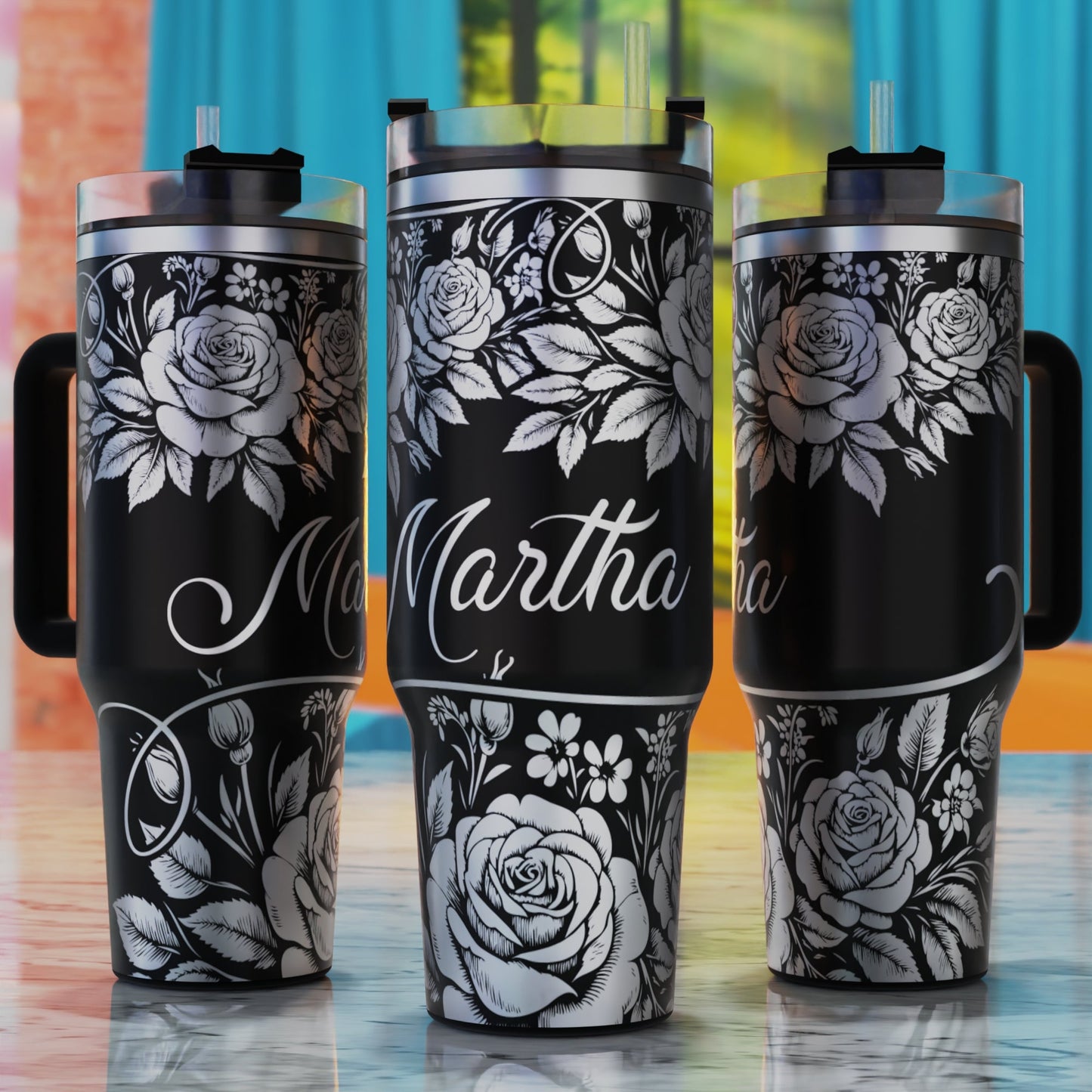 Floral Wedding SVG – 40oz tumbler engraving SVG design, perfect for elegant floral wedding celebrations.